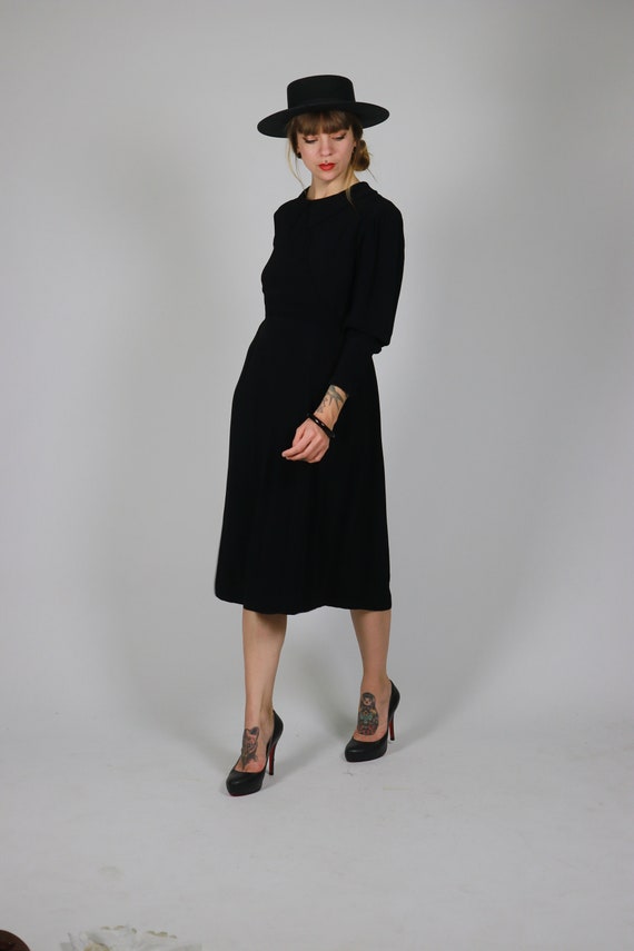 1930's / 1940's Art Deco Black Crepe Silk  Dress - image 4