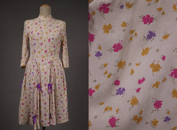 1930's / 1940's Rayon Dress - Size Xs