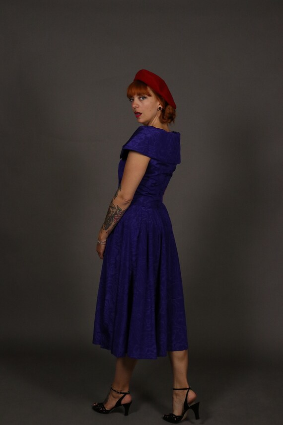 1950's Purple Rayon Cocktail Dress - 50's New Loo… - image 5