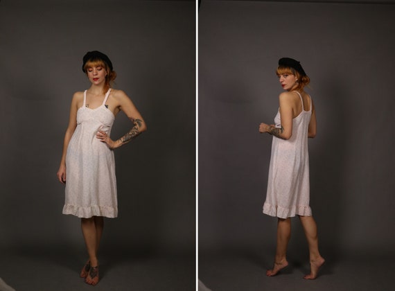 1930's Floral Silk Nightgown - Size S