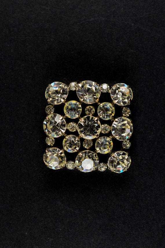 1930's Rectangular Crystal Brooch
