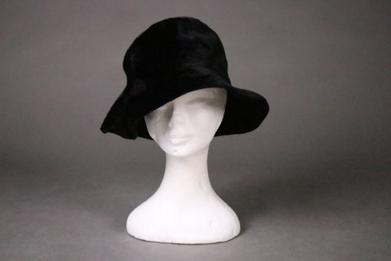 1940's Black Rabbit Fur Hat - 40's black Fur Wint… - image 4