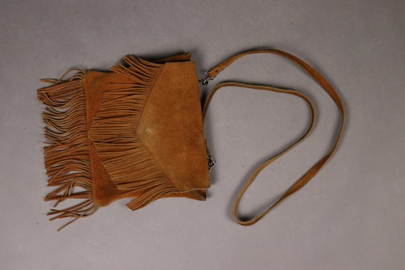 1970's Brown Suede Leather Western Fringe Bag