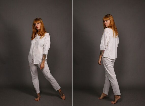 1980's Hanro White Pyjama - Size Xs-S