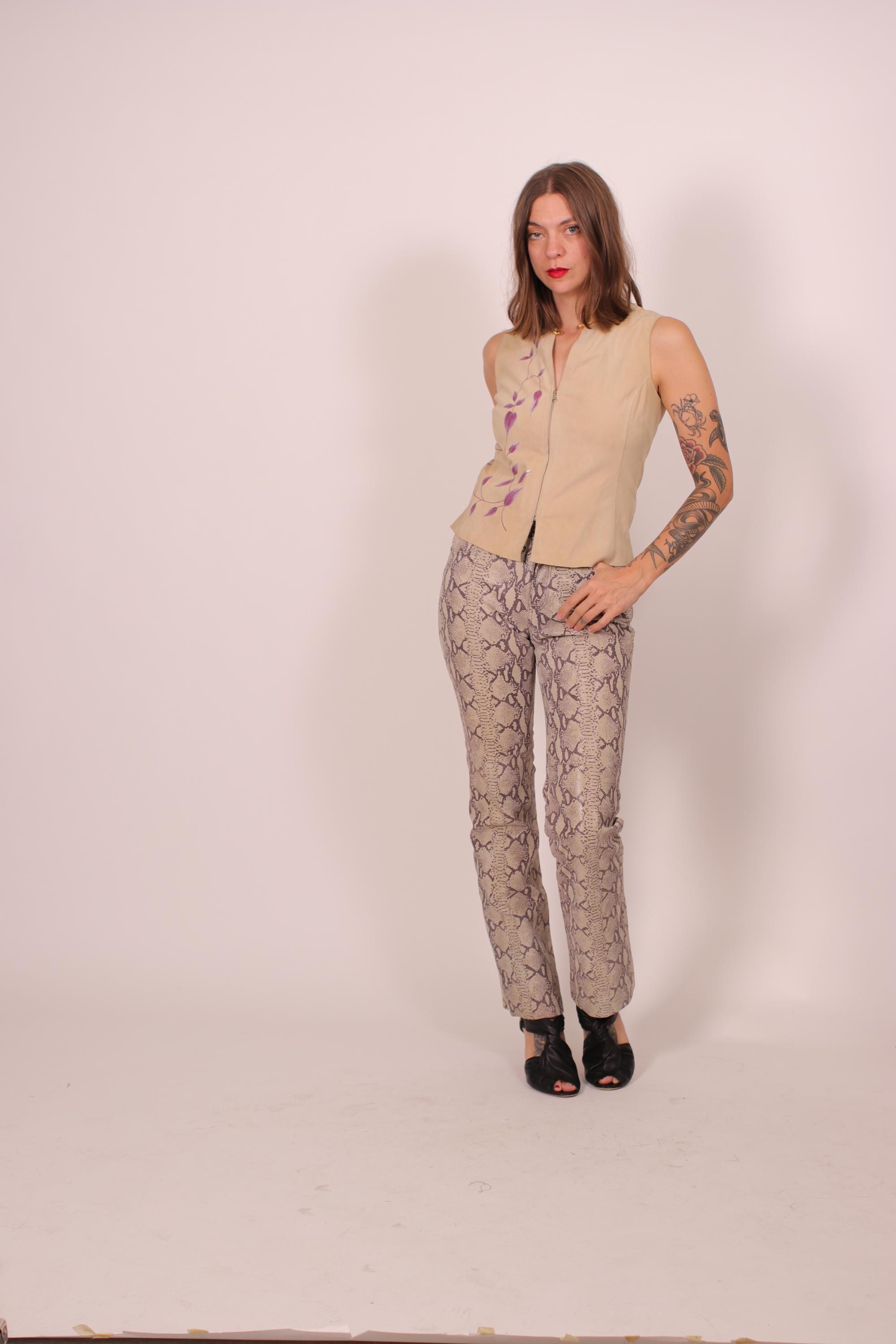 1990s-2000s Python Prints Leather Pants - Size Xs-s - Etsy