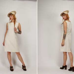 Vintage White MODISSA Silk and Leinen Cocktail Dress - Size M