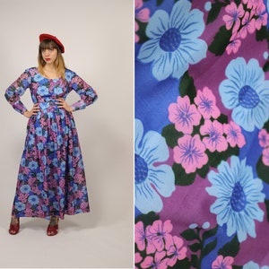 1970s Maxi Floral Dress - Size S-M