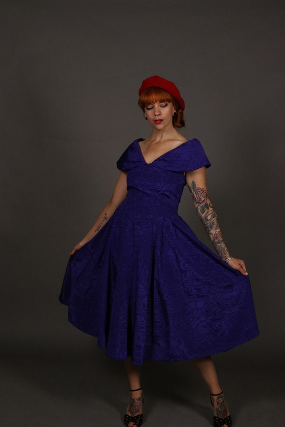 1950's Purple Rayon Cocktail Dress - 50's New Loo… - image 6