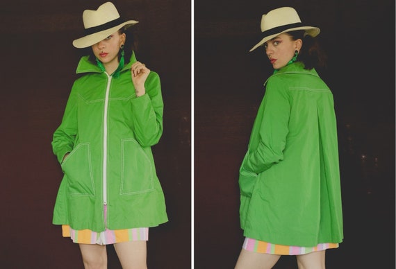 1970's Green Dagger Collar Spring Coat - Size S/M