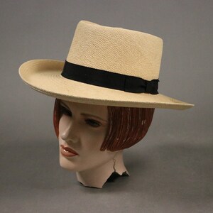 Original Panama Beige Straw and Black Ribbon - Size Medium