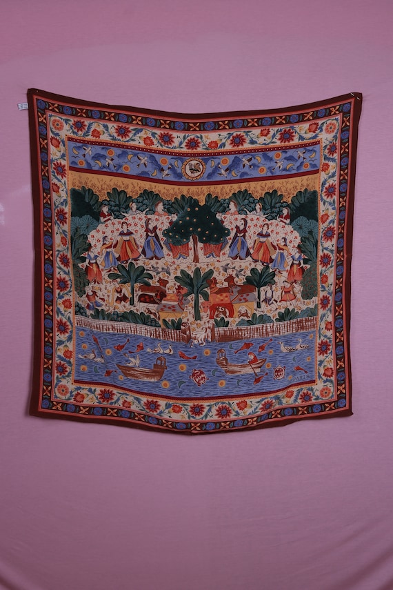 1960's Indian Silk Novelty Scarf