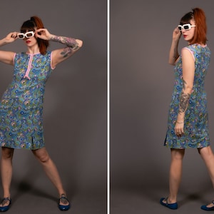 1960&#39;s Siegelstoff Haute Couture Psychedelic Modgirl Dress - Size S/M