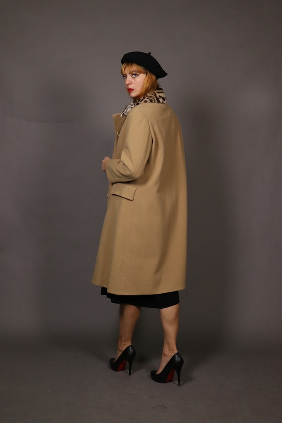 1950's Beige Wool and Leo  Fur Coat - 50's Beige … - image 5