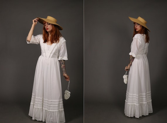 1970's LAURA ASHLEY Maxi Peasant Dress - 70's Laur