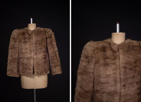 1940's Brown Rabbit Fur Short Coat - 40's Fur Coat