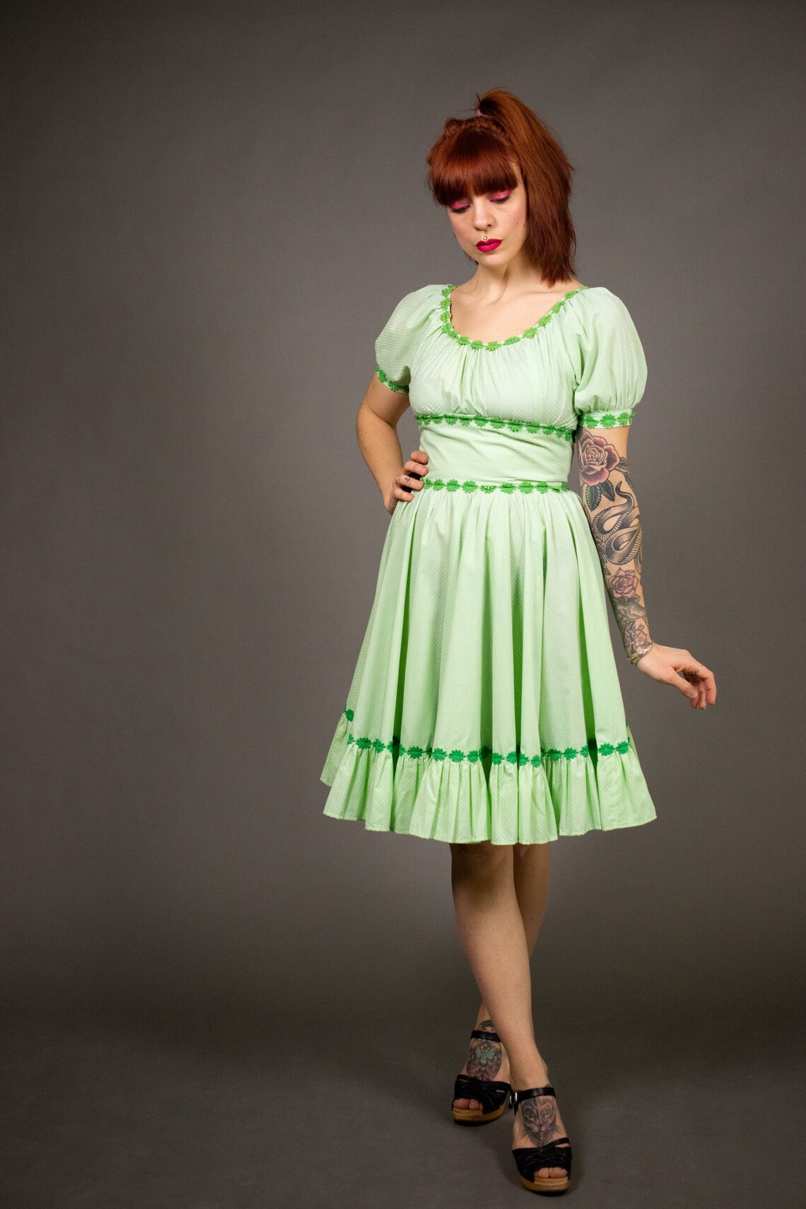1960's Mint Mini Dress 60's Mint Green Peasant Dress | Etsy