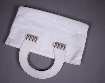 1960's White Leather Top Handle Bag