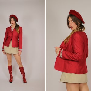 Vintage AKRIS Red Cashmere and Silk Blazer Jacket - Size S