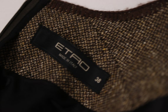 Vintage ETRO Brown Wool Patchwork Dress - Size S - image 9