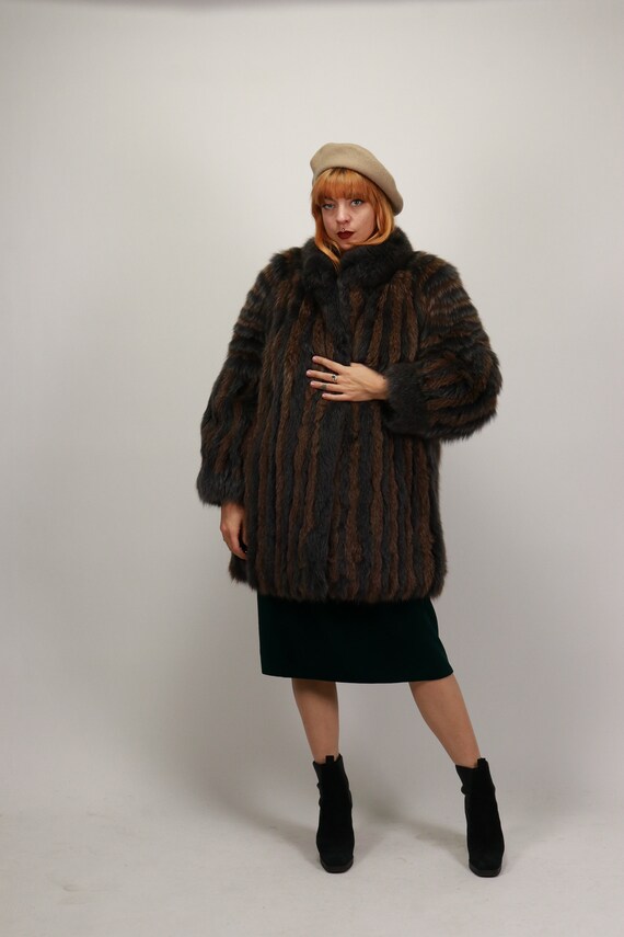 Original 1970's Vintage White Faux Fox Fur Coat UK 8 - 14