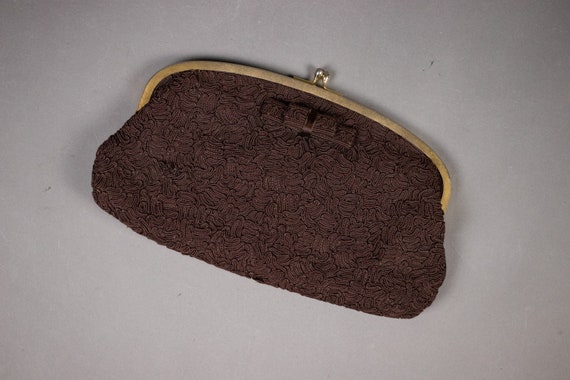 1940's Brown Soutache Clutch - 40's Cord Soutache… - image 1