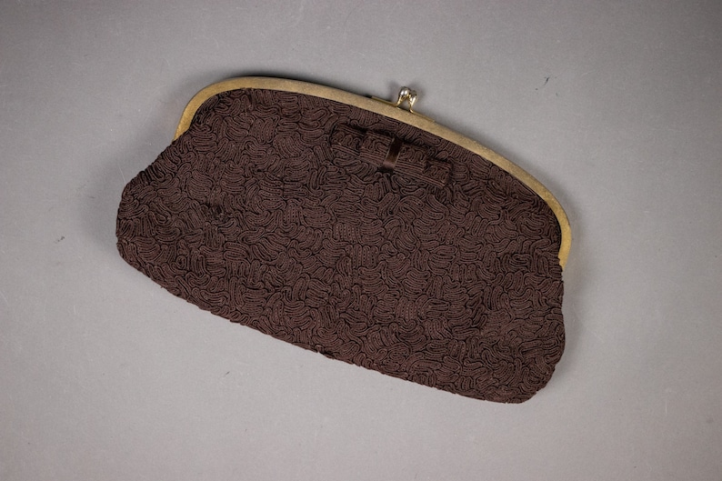 1940's Brown Soutache Clutch 40's Cord Soutache Evening Bag image 1