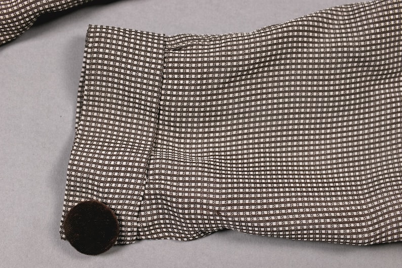 Size M 1940/'s Houndstooth beige and brown rayon dress 40/'s Long sleeves rayon and velvet dress