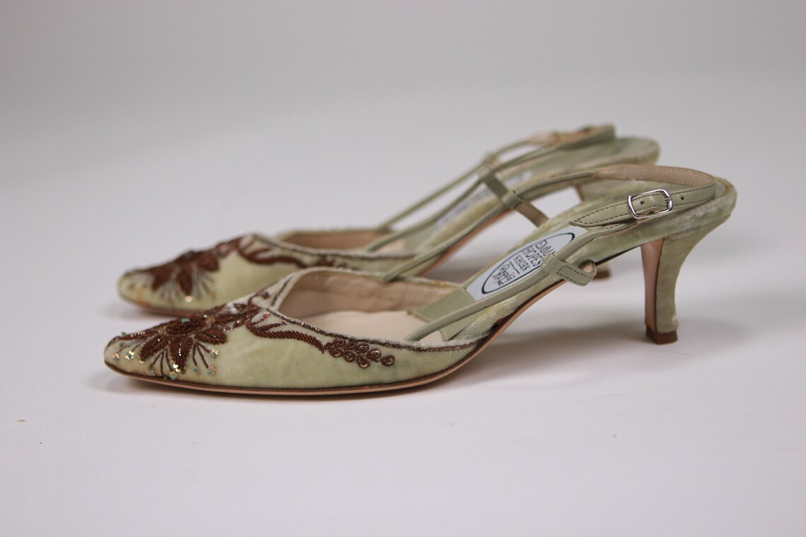 1990s EMMA HOPE�S Velvet Embroidered Shoes Size 36.5 Etsy