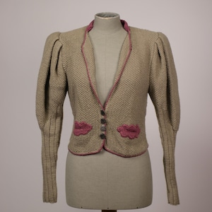 1970s Austrian Folkloric Cardigan - 70s Wool Knittwear - Size S-M