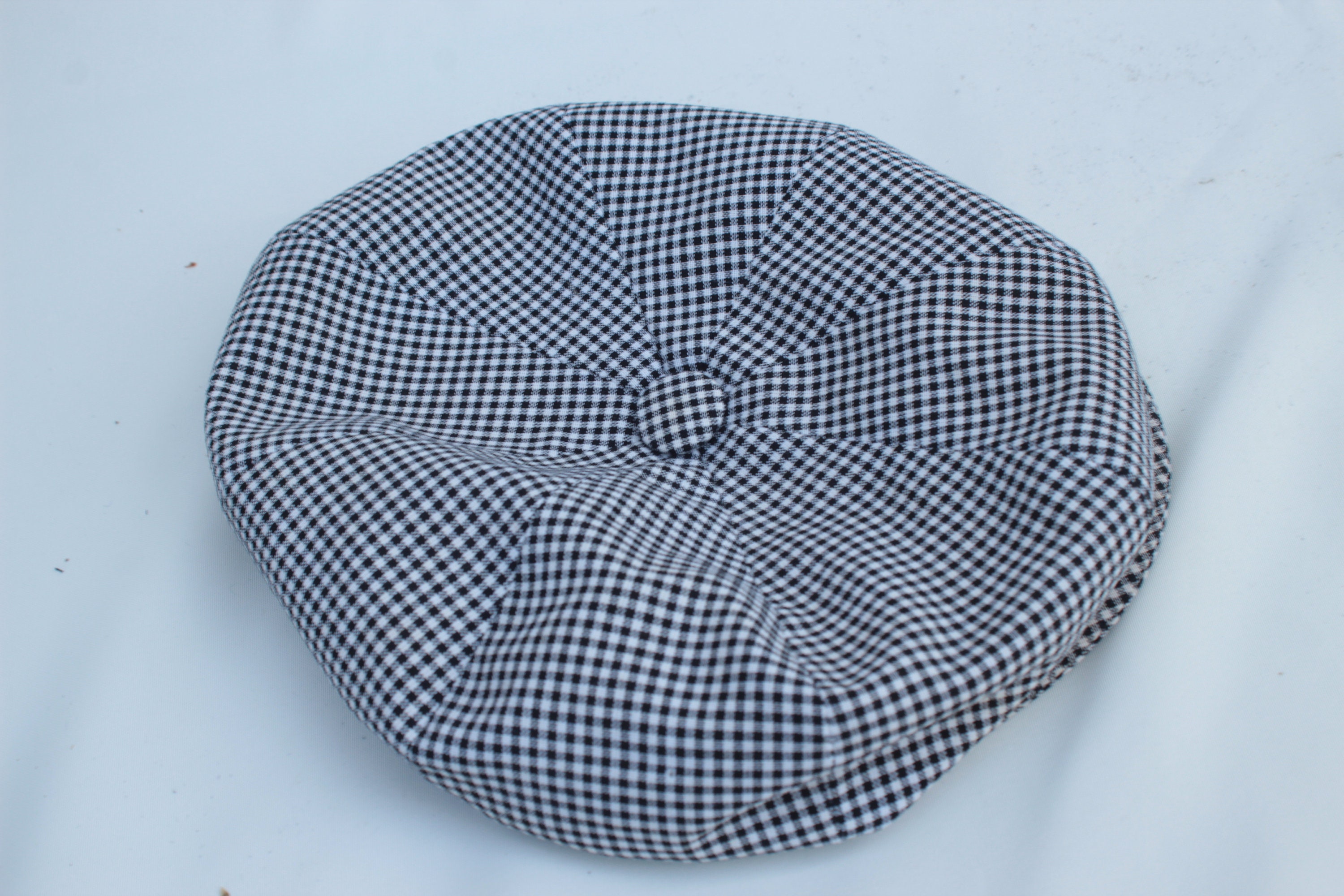 1970's French Gingham Baker Boy Cap 70's Black and - Etsy