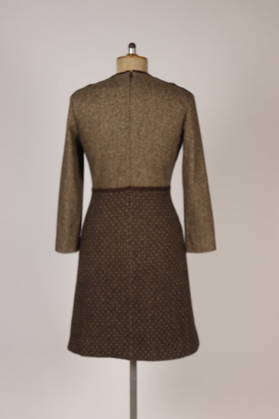 Vintage ETRO Brown Wool Patchwork Dress - Size S - image 3