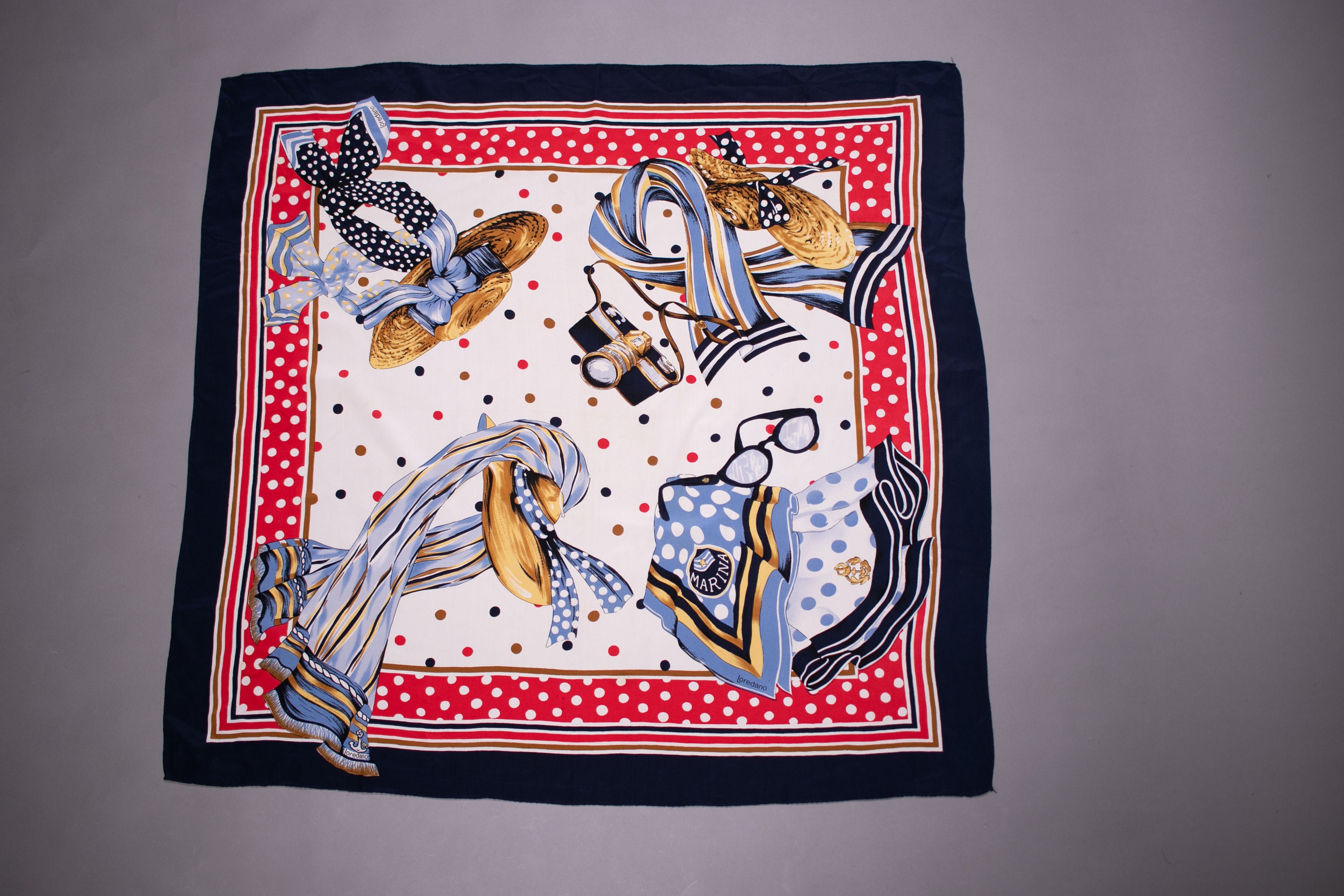 Foulard En Soie Vintage LOREDANO - 75x75 Cm - Multicolore (occasion)