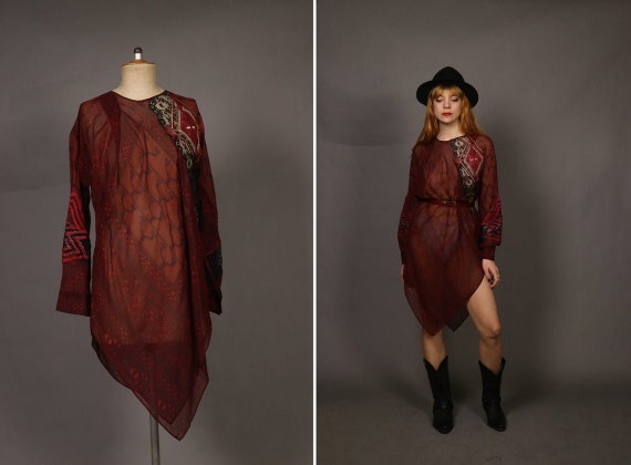 Vintage GIANFRANCO FERRE Sheer Printed Silk Dress… - image 1