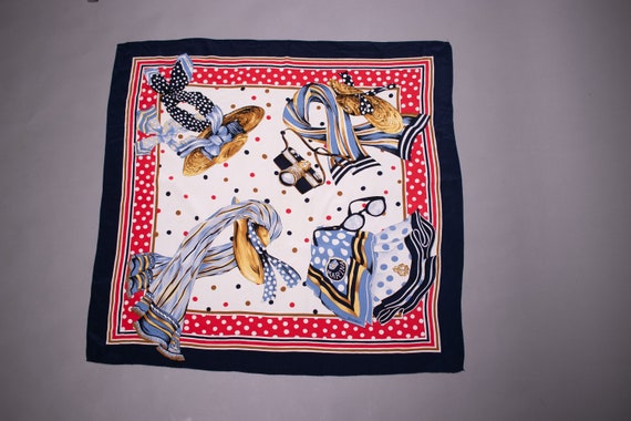 1980's LOREDANO Novelty Silk Scarf - image 4