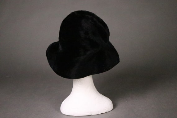 1940's Black Rabbit Fur Hat - 40's black Fur Wint… - image 6