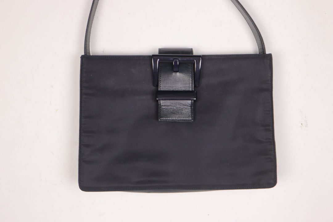 RARE! 1990s PRADA Nylon and Leather Squared Bag - Etsy 