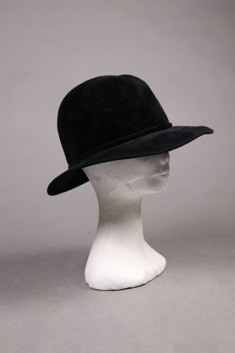 1980/'s MARIDA Rabbit Fur Black Hat Size 21