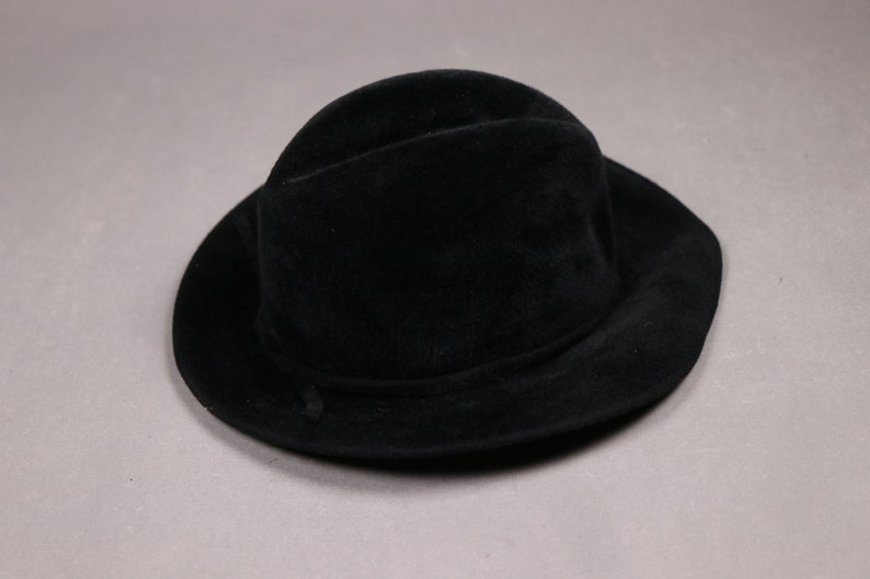 1980/'s MARIDA Rabbit Fur Black Hat Size 21