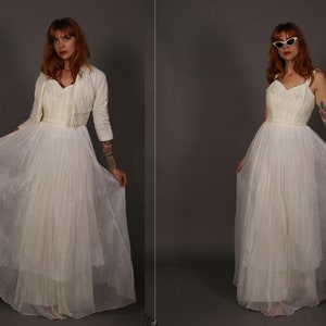 1950's KRAUZE SENN Swiss Full tulle Wedding Dress + Bolero