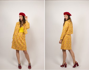 1960s Yellow, Orange and Gold Lurex two piece Suit - Size S