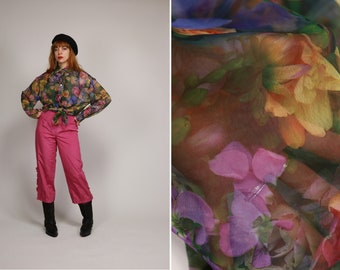 1990s Sheer Roses Shirt Size M - Etsy
