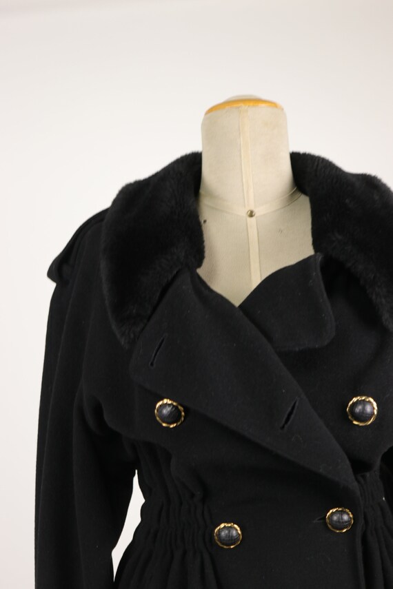 1980s GEORGES RECH Black Wool Coat - Size M - image 4