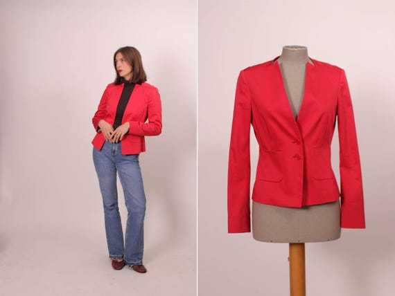 Etro, REd Cotton ETRO Blazer - Cut Out Neckline - Size S