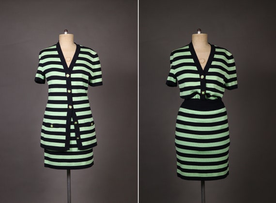 1980's ESCADA Wool Striped Suit - 80's 2 Pieces St