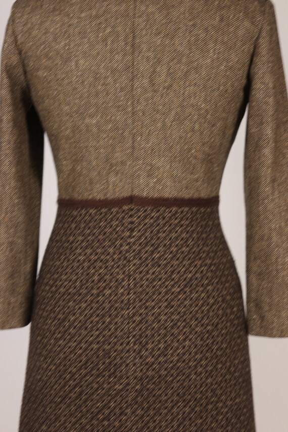 Vintage ETRO Brown Wool Patchwork Dress - Size S - image 4