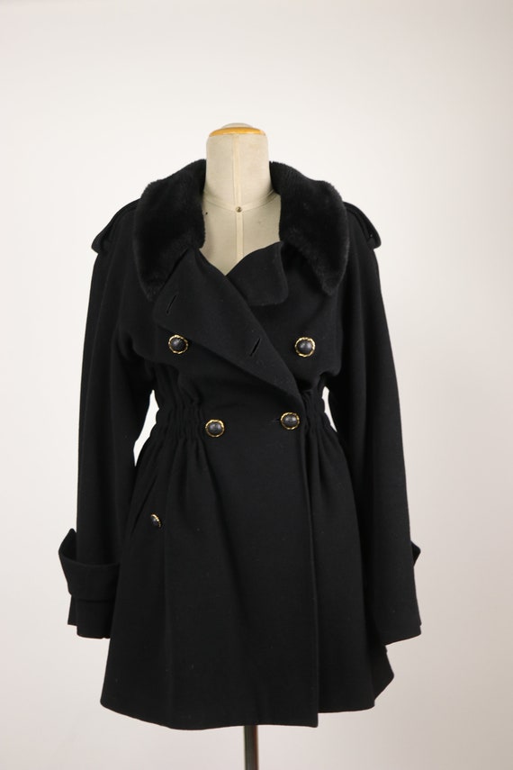 1980s GEORGES RECH Black Wool Coat - Size M - image 3