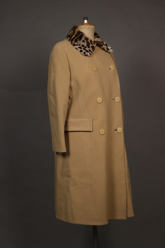 1950's Beige Wool and Leo  Fur Coat - 50's Beige … - image 10