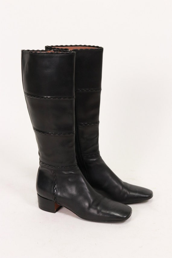 AZZEDINE ALAIA Black Tall Leather Boots - Size 36… - image 2