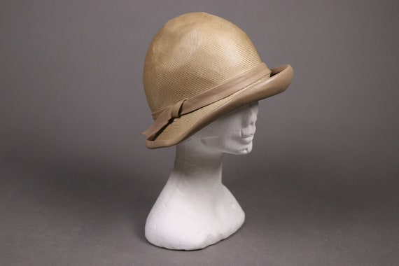 1920's Straw and leather Summer Cloche Hat - 20's