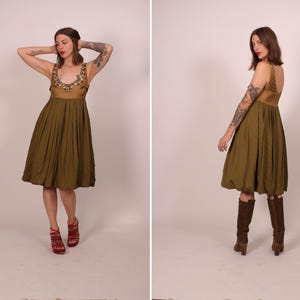 2006-2007 Khaki Green Silk and Beads CHLOE Dress - Size S
